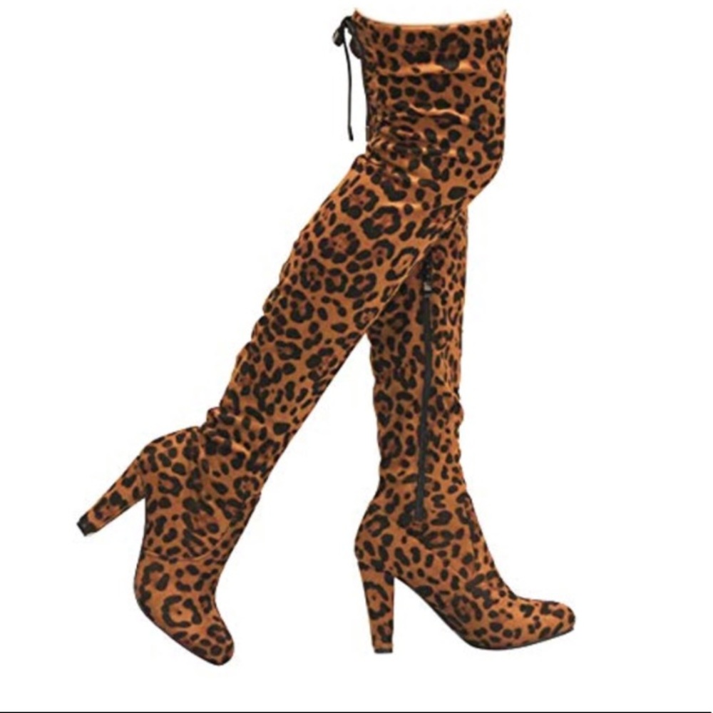 Thigh cheetah boots